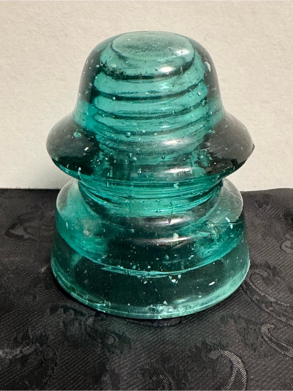 Teal Green Glass Insulator Accent - Decorative Home Art